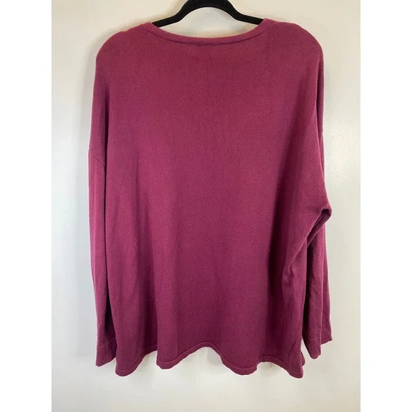 Anne Klein Women's V-Neck Long Sleeve Knit Pullover‎ Sweater Size 2X Plum - Picture 2 of 5